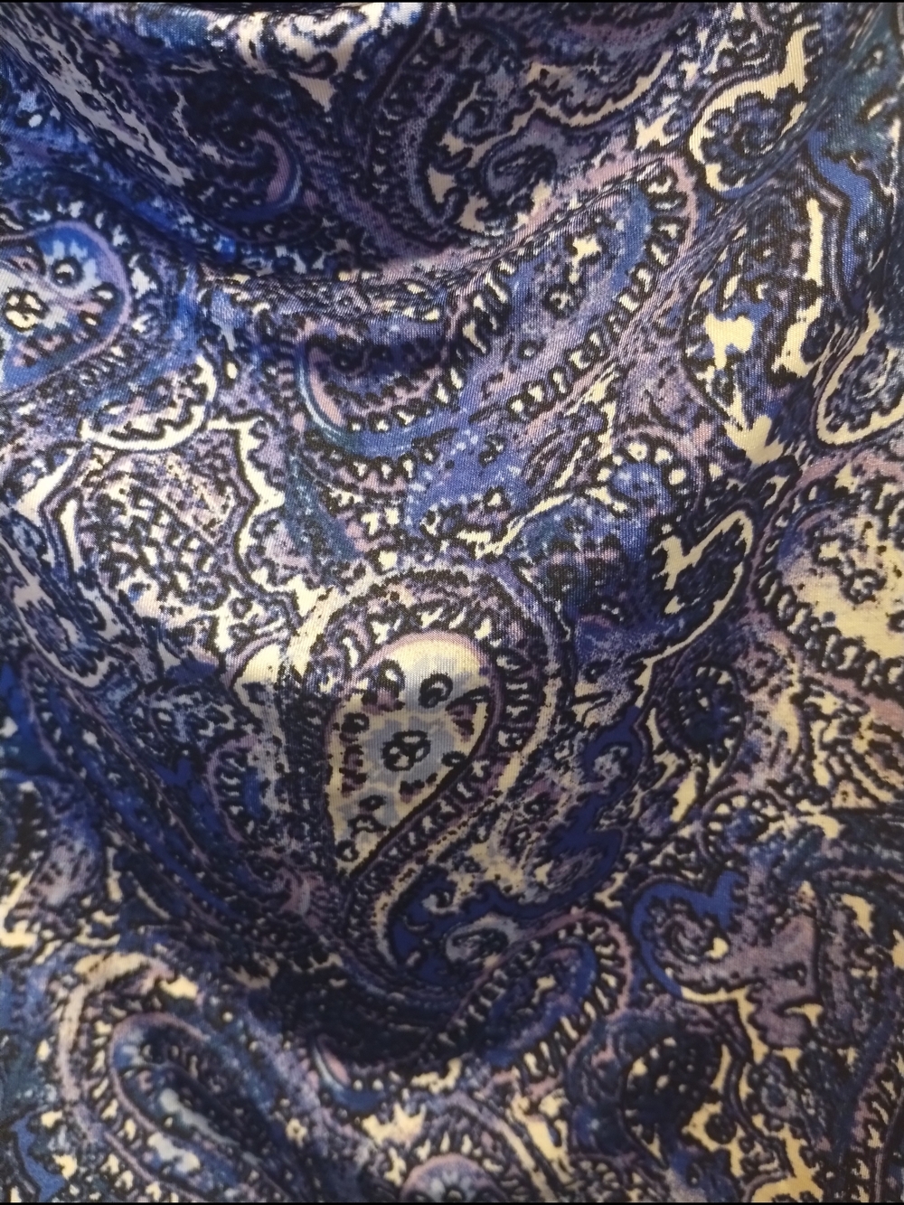 Dana Buchman Navy and White Paisley Cowl Neck Sleeveless Top - Picture 4 of 4